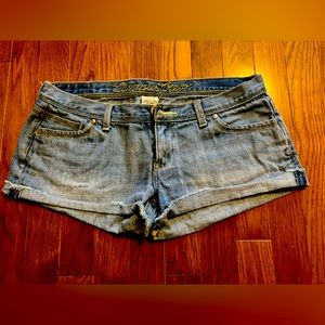 Campus Crew denim shorts.